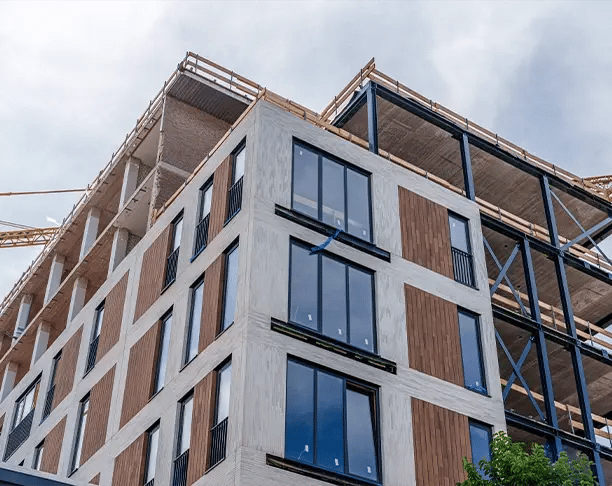 Prefab gevelelementen van Vront® bij De Componist Kerkrade bouwplaats